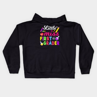 little miss 1st Grade Grader girls 1st day back to school Kids Hoodie